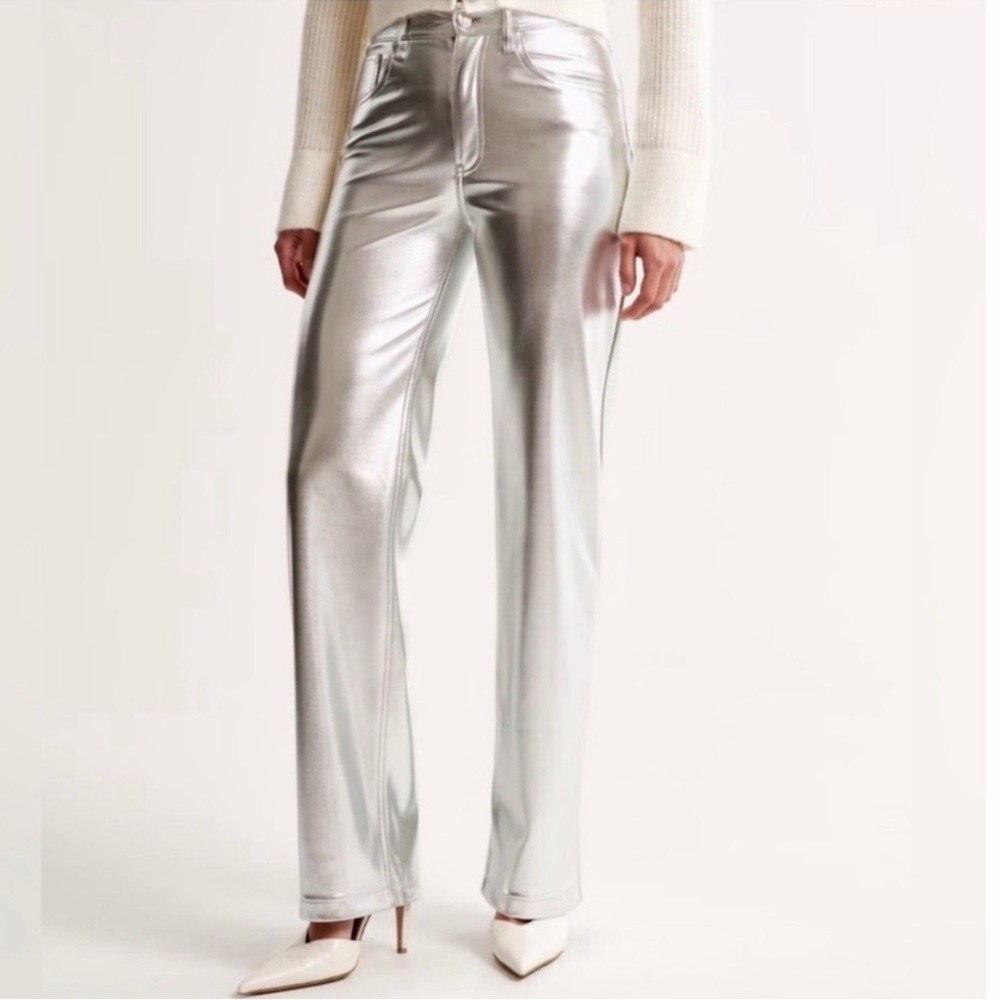 A&F Vegan Leather Metallic Pants